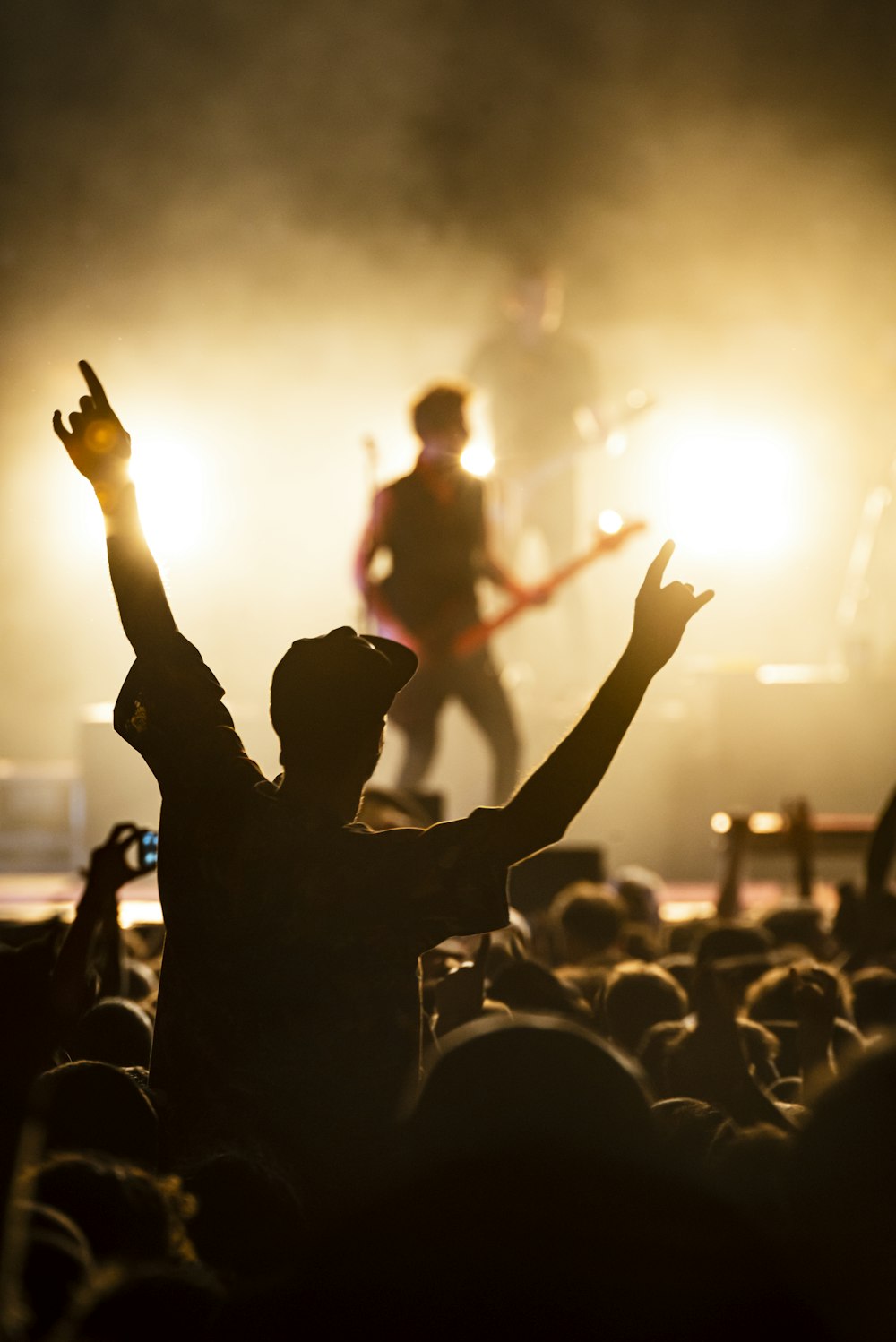 persone che guardano la band sul palco