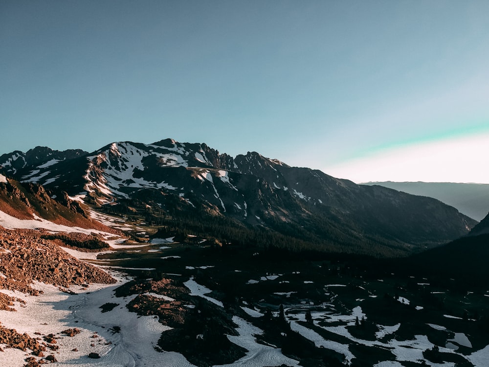 aerial photo of snow mountain