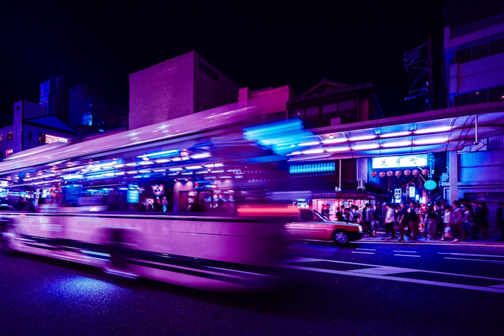 bus in timelapse photo