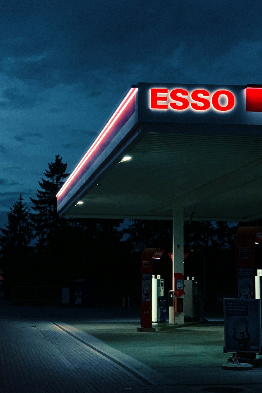 Esso gas station during night