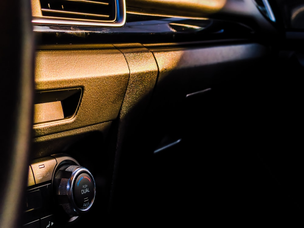 closeup photo of car stereo