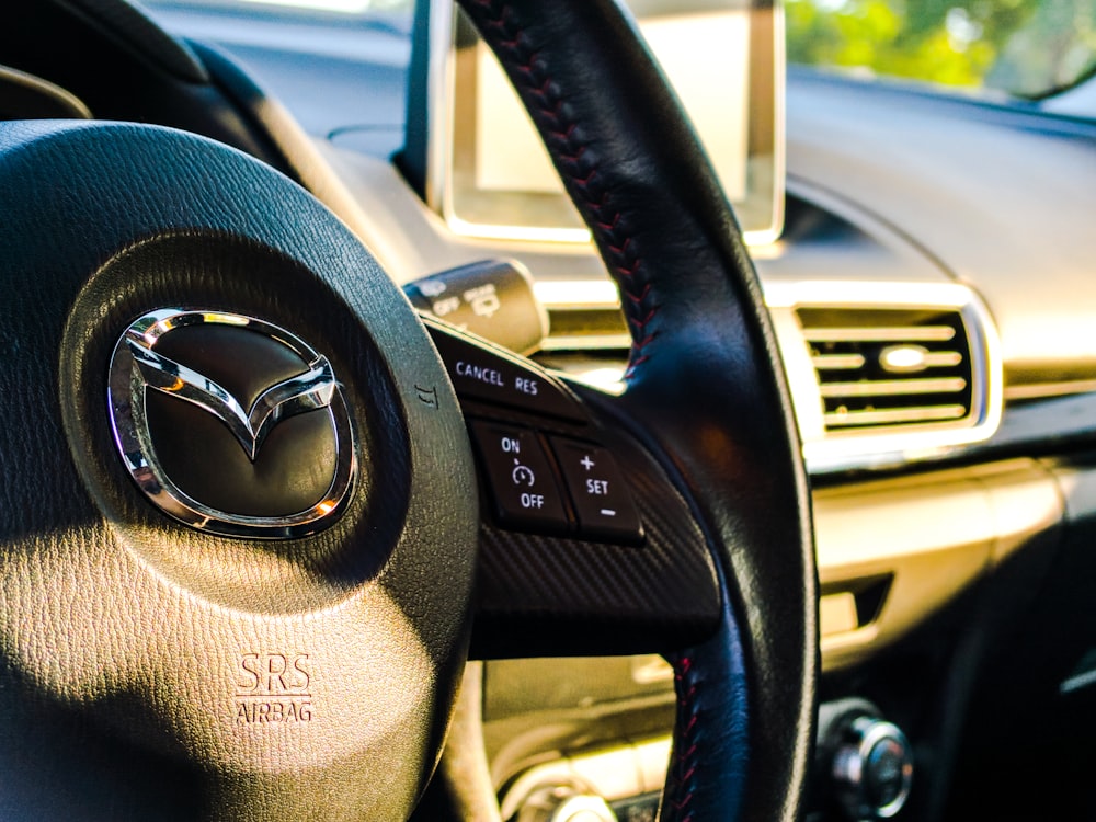 black Mazda steering wheel