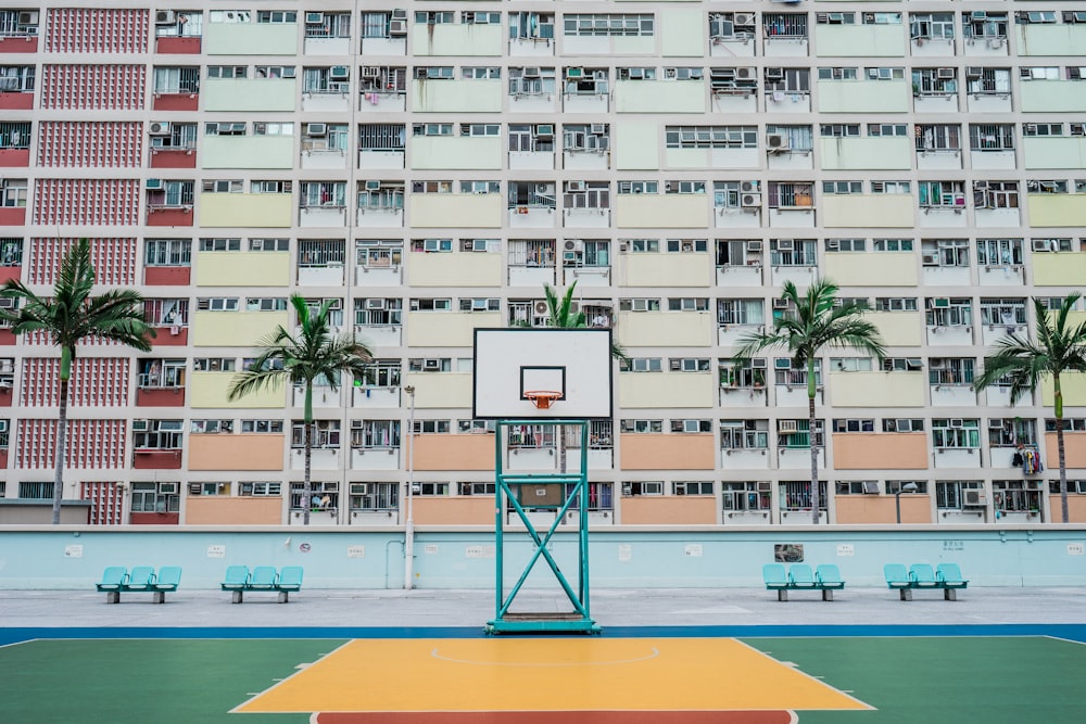 white and green basketball hoop