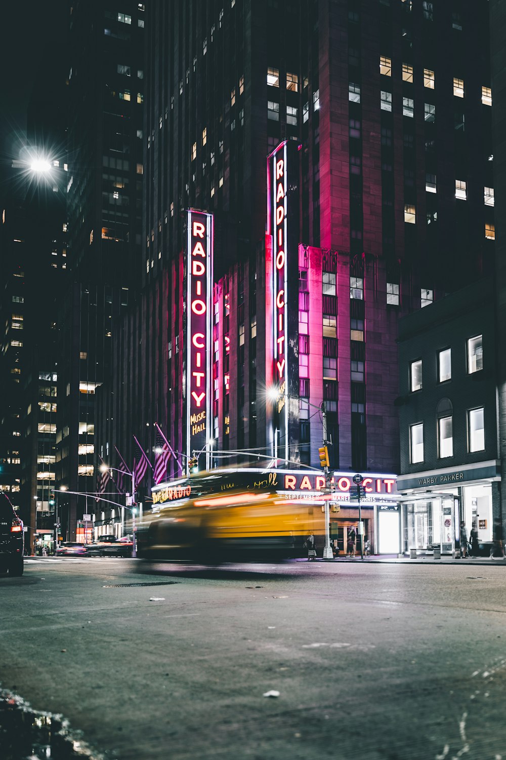radio city buildings in time lapse photography