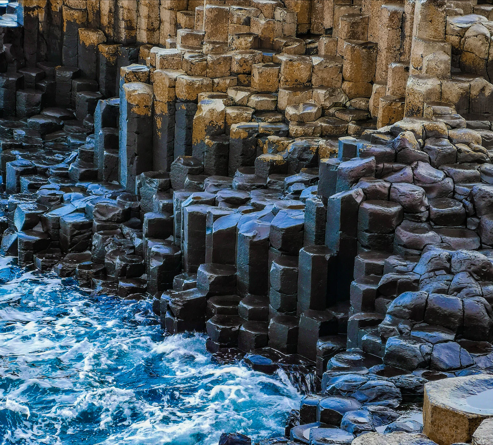 The basalt columns of the Giant's Causeway on the Antrim coast, Northern Ireland