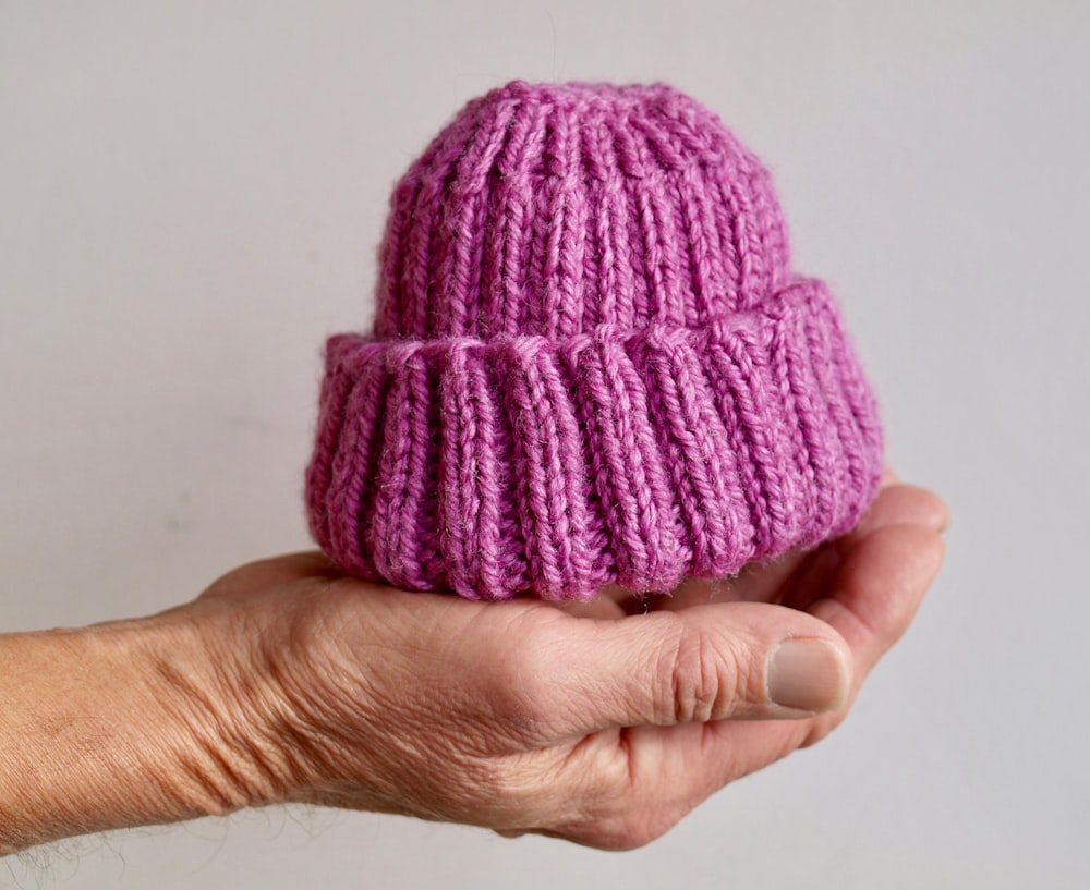 pink knit cap