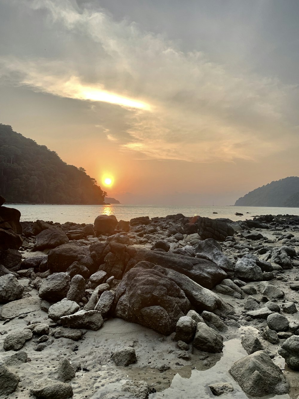 rock boulders in seashore