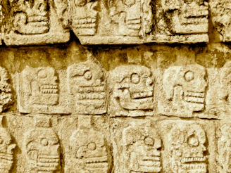 skull embossed on concrete