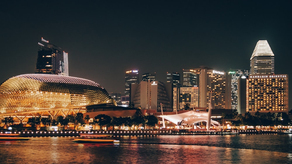 lighted city buildings during nighttime