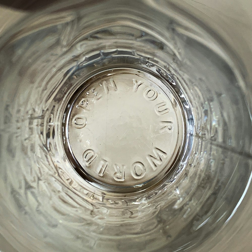 a close up of a water bottle with a label on it