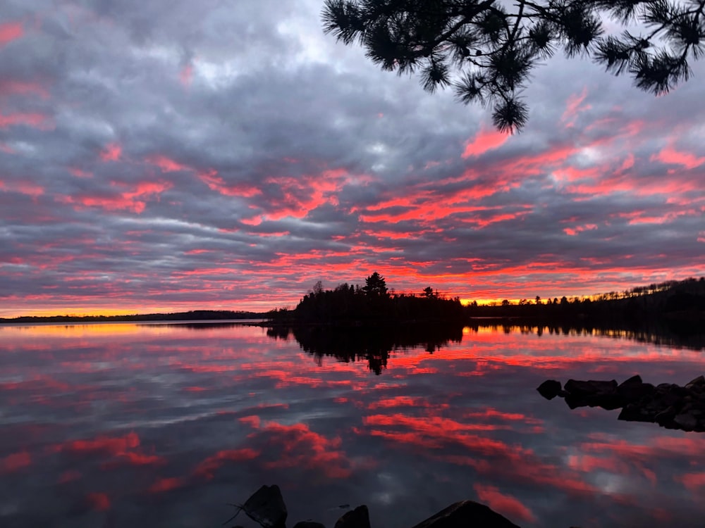 silhouette photography of island