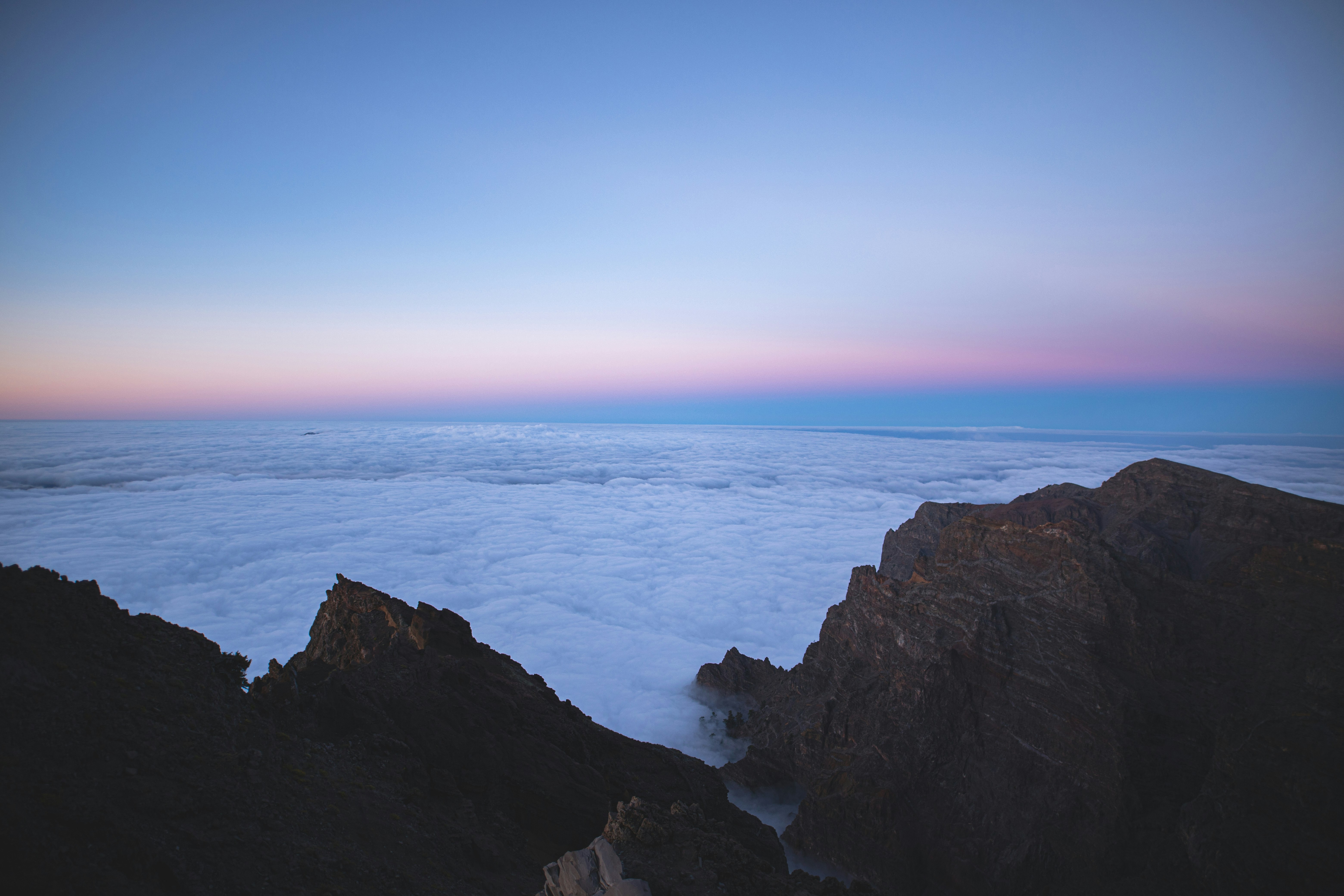 foggy mountain at daytime