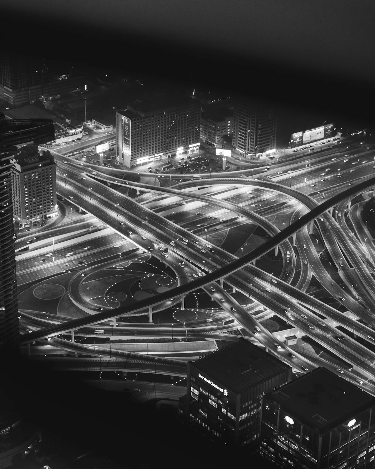 Sheikh Zayed Road at night, seen from Downtown Dubai