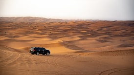 car on vast desert