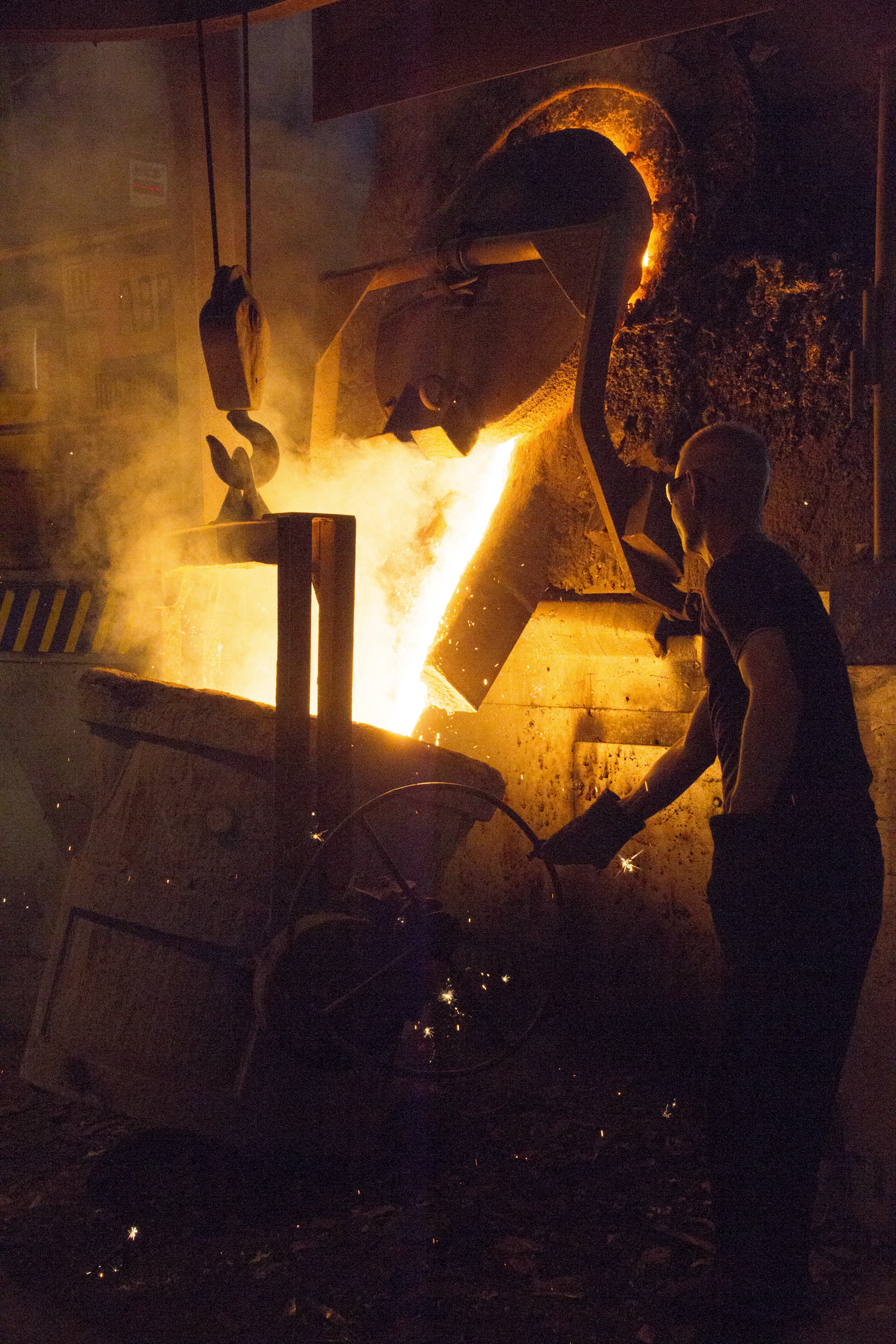 man near firing drum