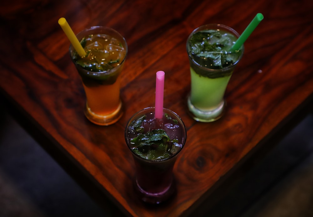 three cocktail drinks