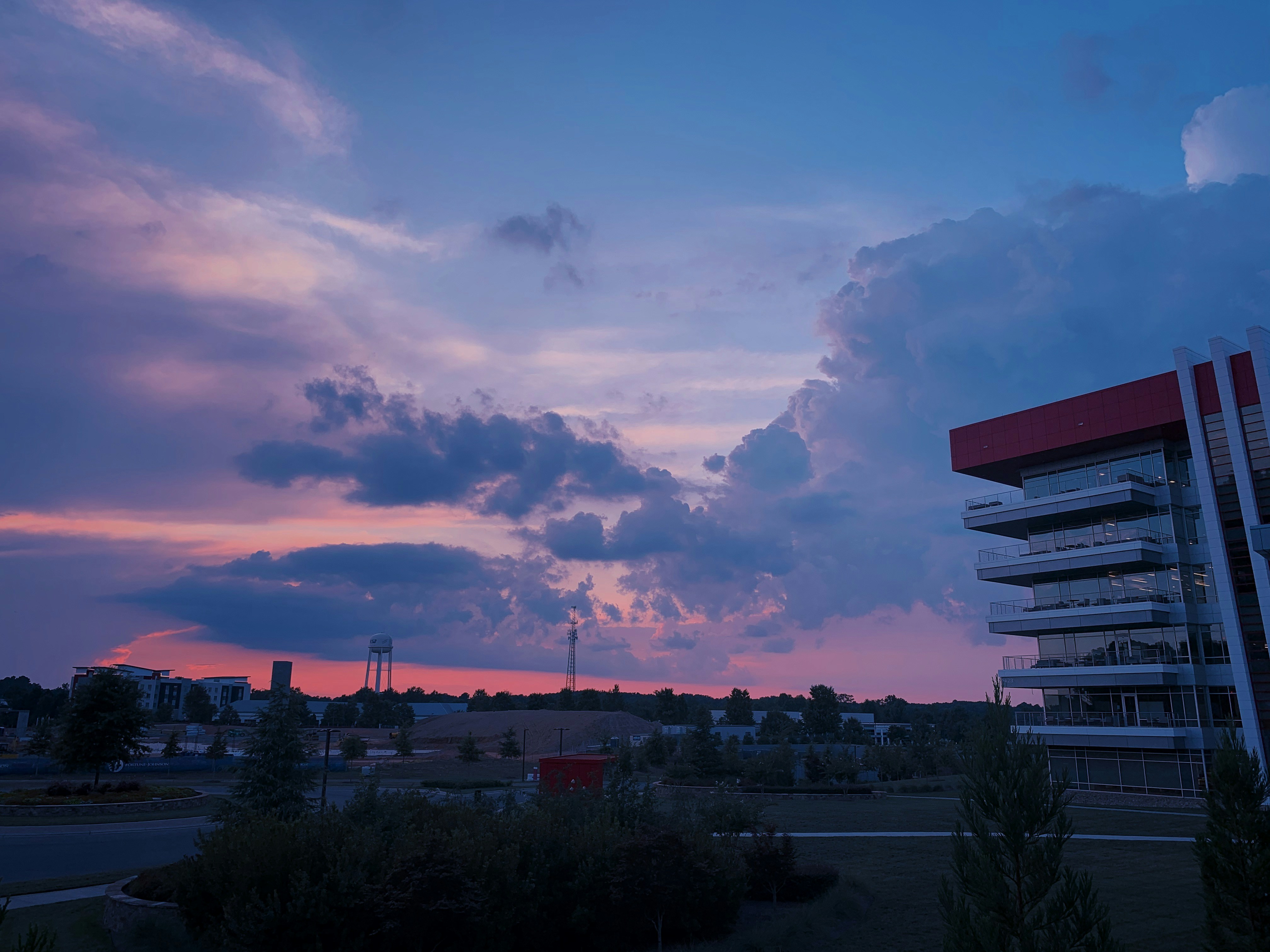 Red Ventures campus captured at sunset