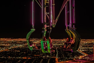 Nighttime ride with glowing lights on the trolley and joyful faces enjoying the city’s evening vibe