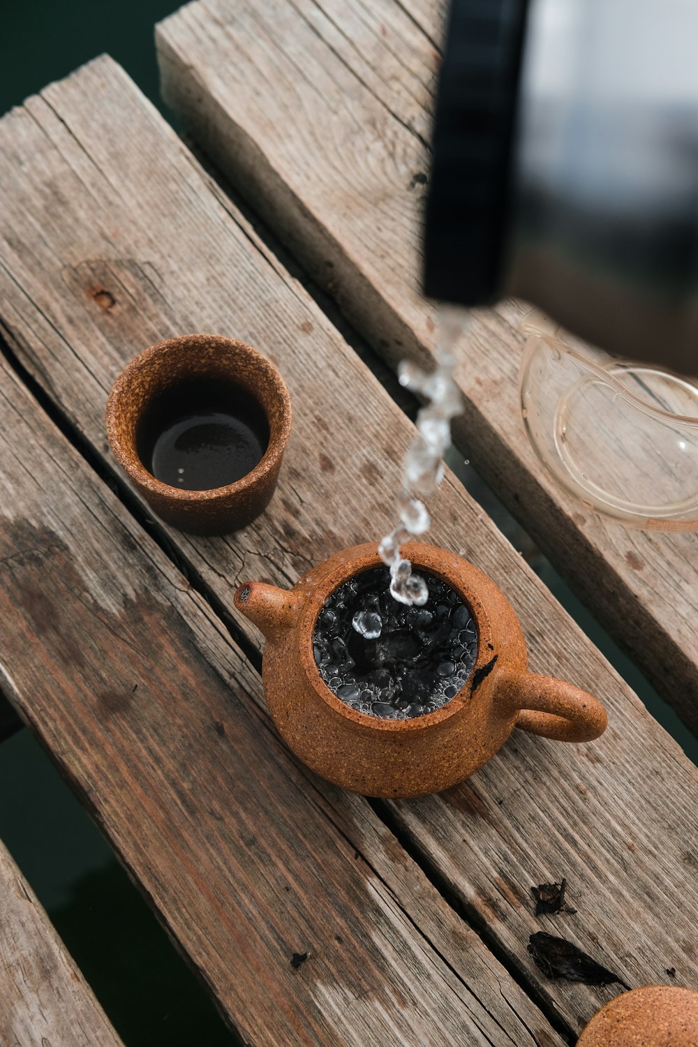 brown clay teapot