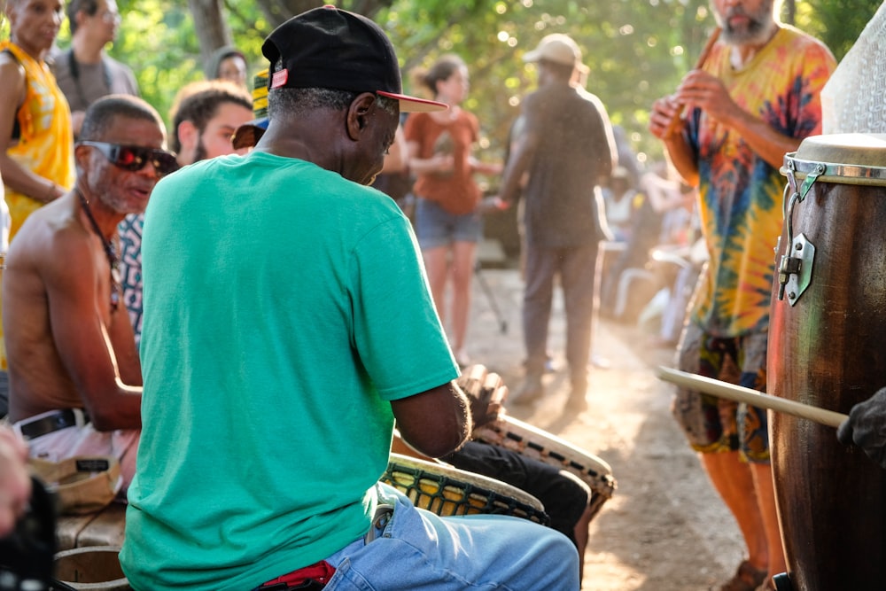 man playing darbuka drums