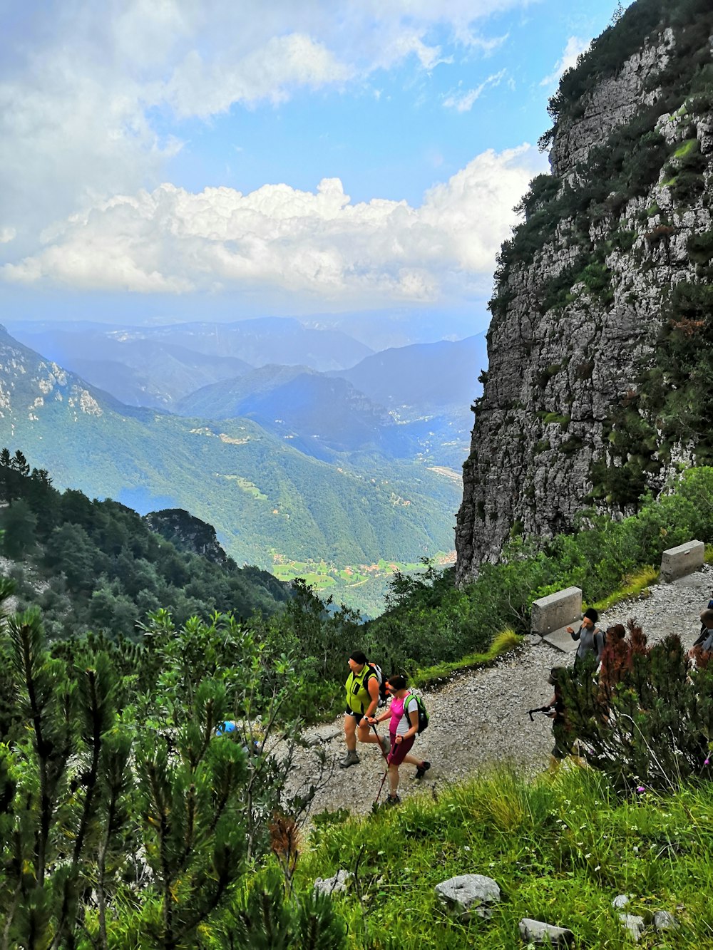 two person walking on downhill