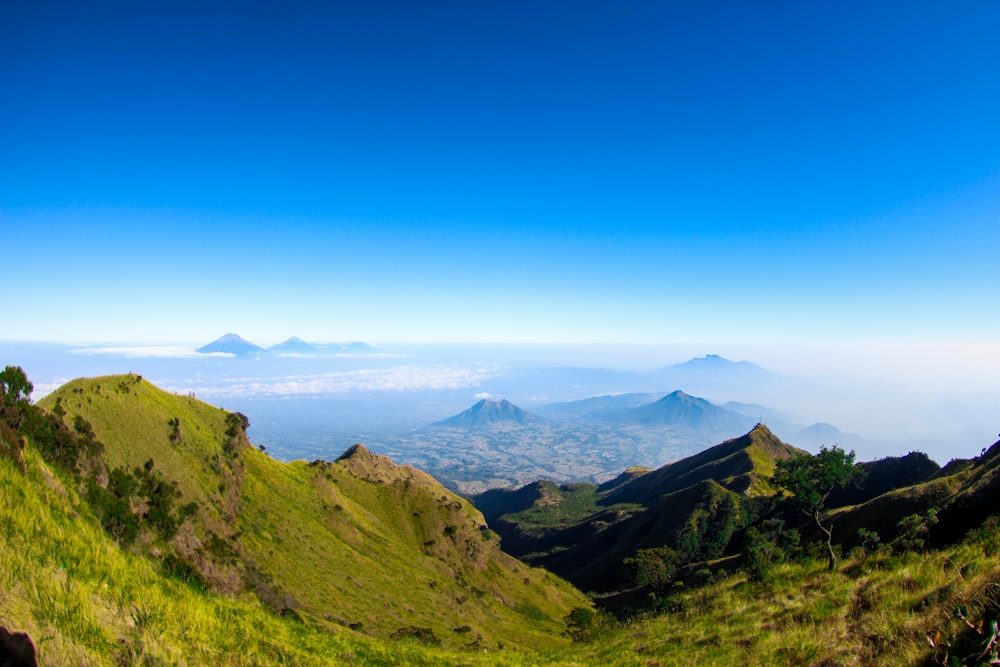 landscape photography of green mountain