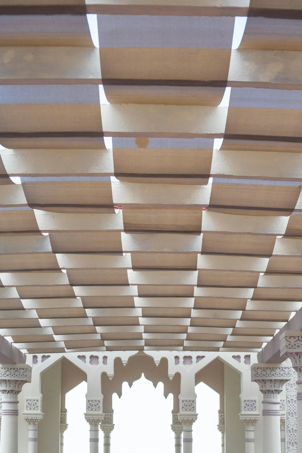 white and gray painted drop ceiling