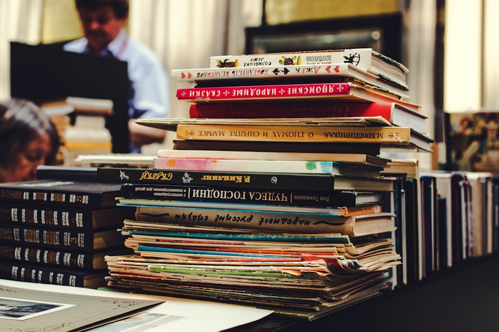 stacked assorted-title book lot