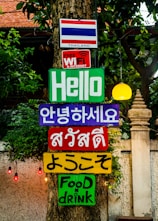 assorted-color signages