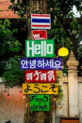 assorted-color signages