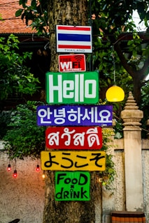 assorted-color signages