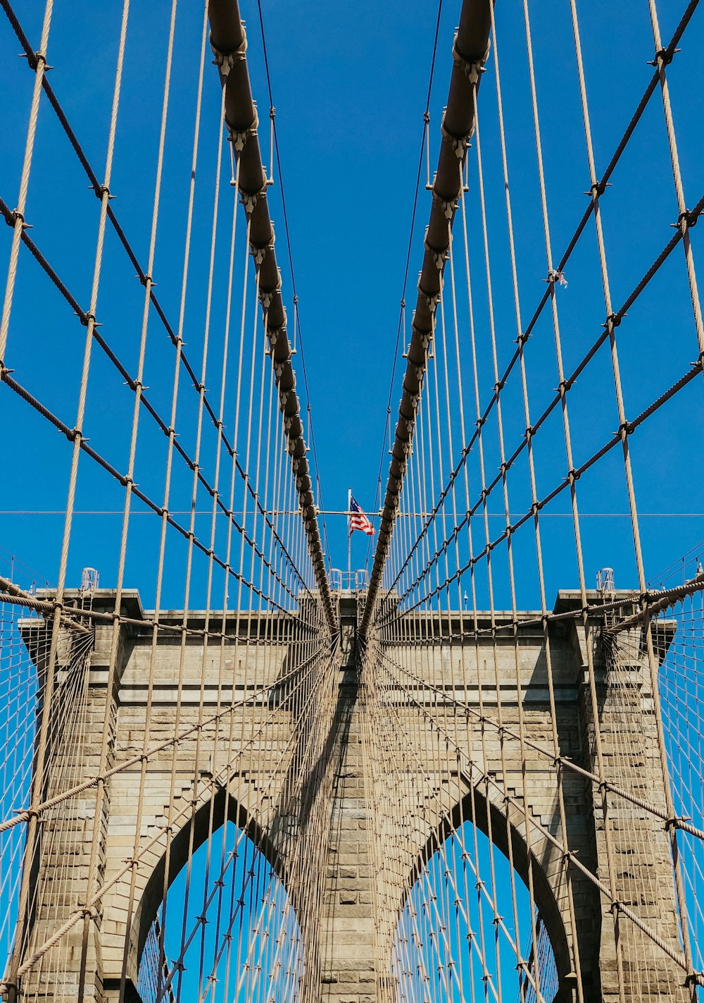 a view of the top of the brooklyn bridge