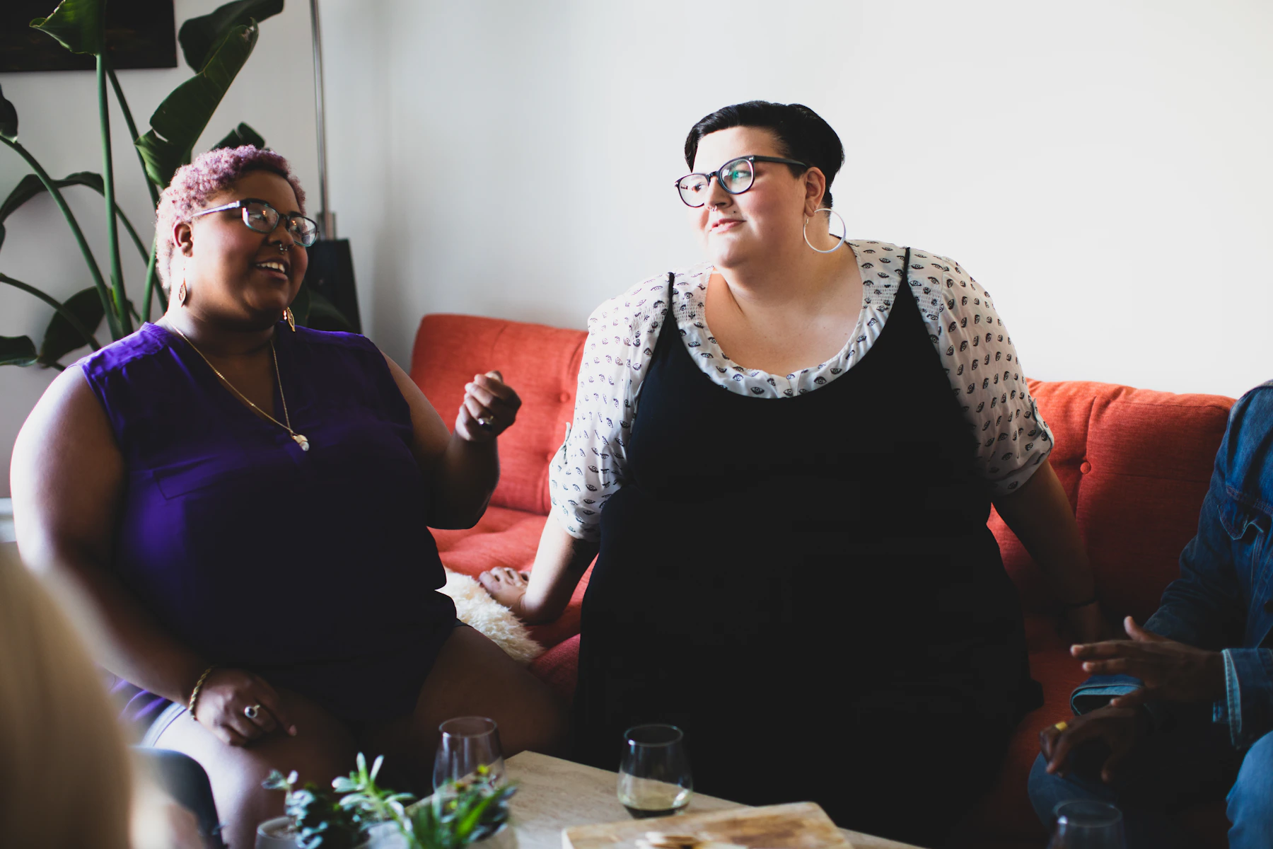 Two family members having an open conversation at home