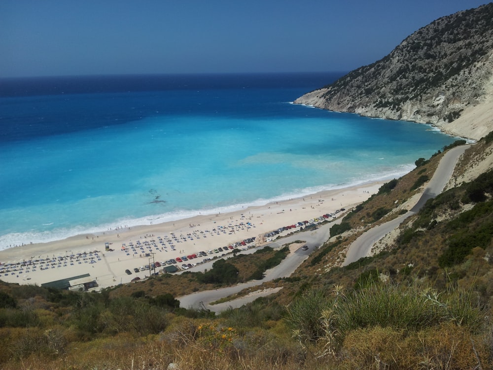 aerial photo of shore