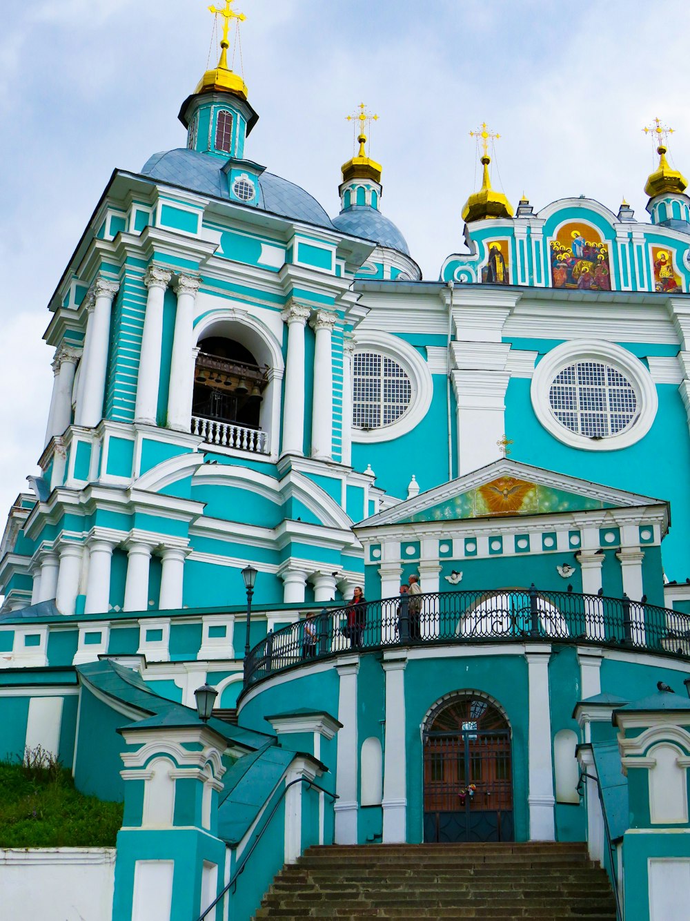 blue and white church