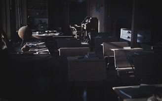 dimmed lighted office