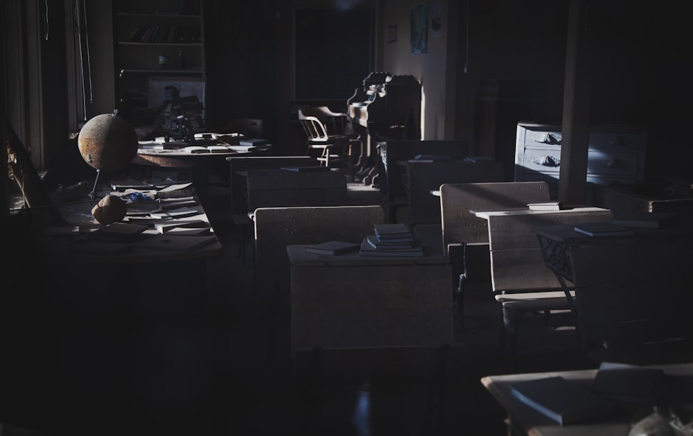 dimmed lighted office