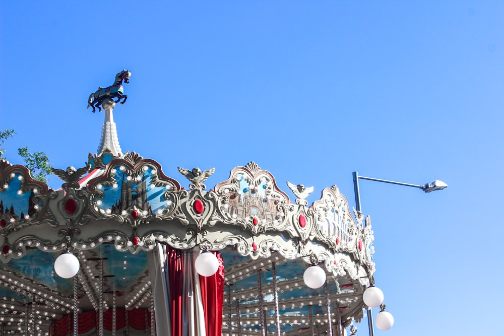 gray and red carousel