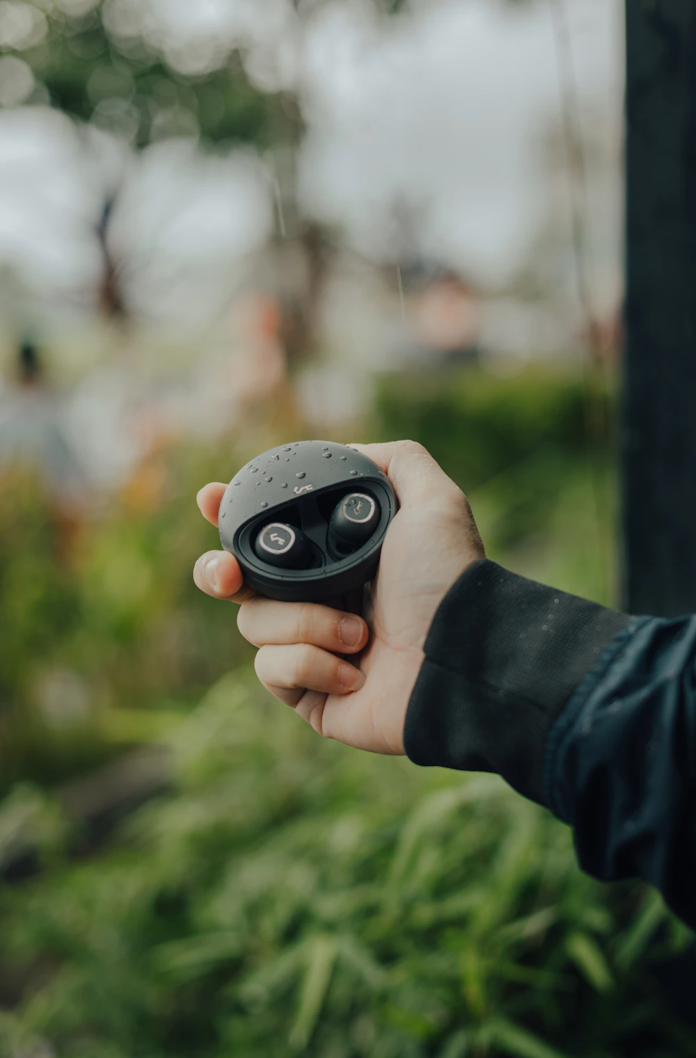 Wireless earbuds close-up