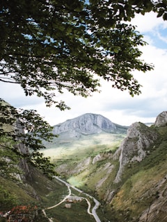 A scenic mountain landscape captured on the road.
