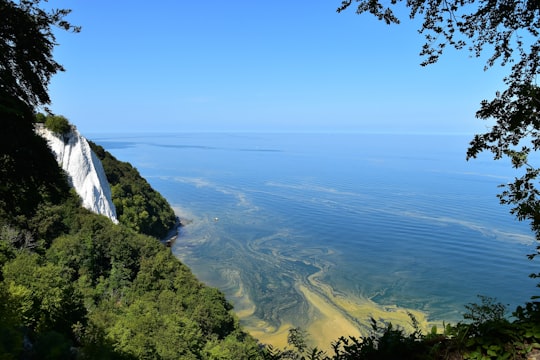 aerial photograph of mountain ranges and ocean in Jasmund National Park Germany