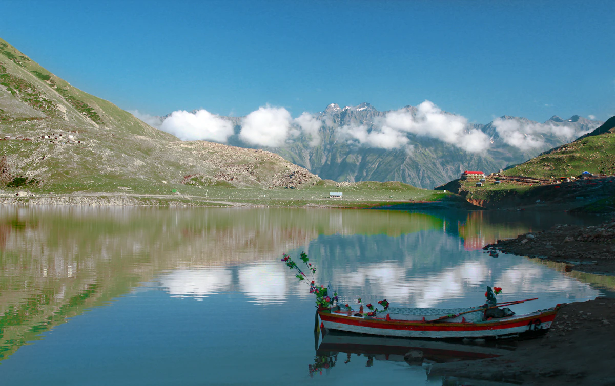 A rowboat on Lake Saiful Muluk in the Kaghan Valley, Pakistan