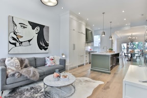 living room furniture near kitchen