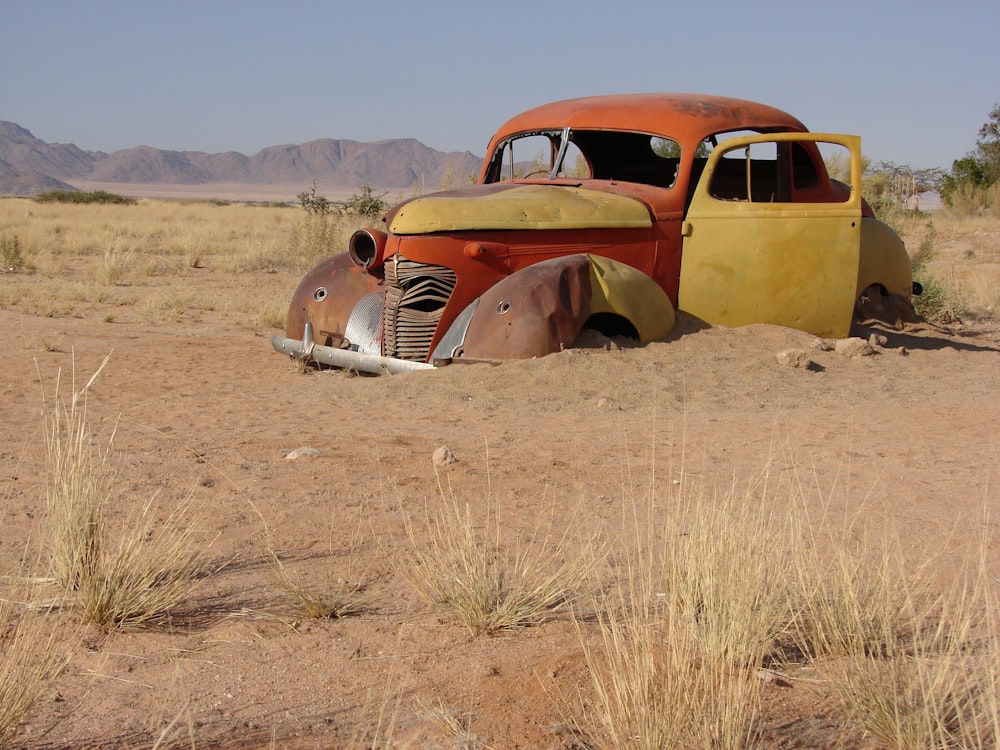 orange and yellow rusted car