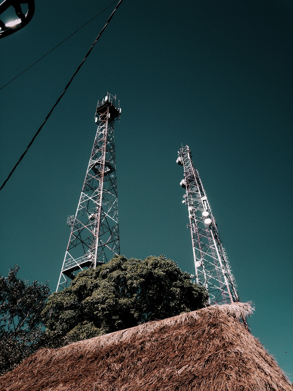 two gray communication tower