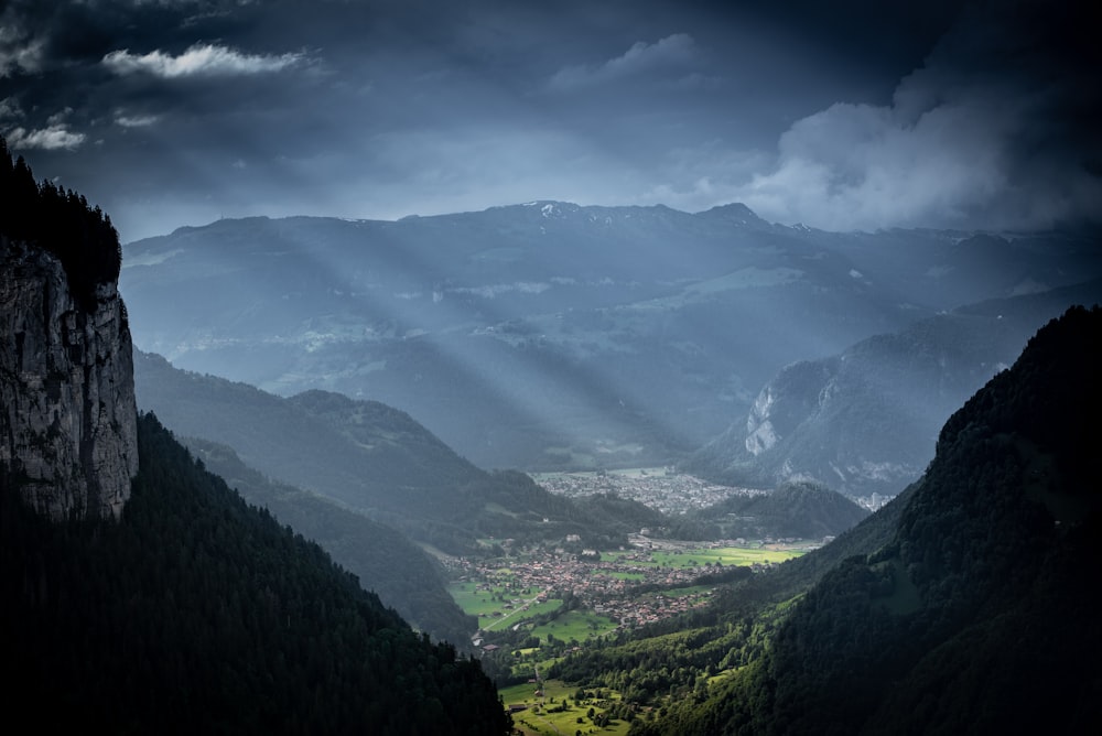 aerial photo of mountain and trees