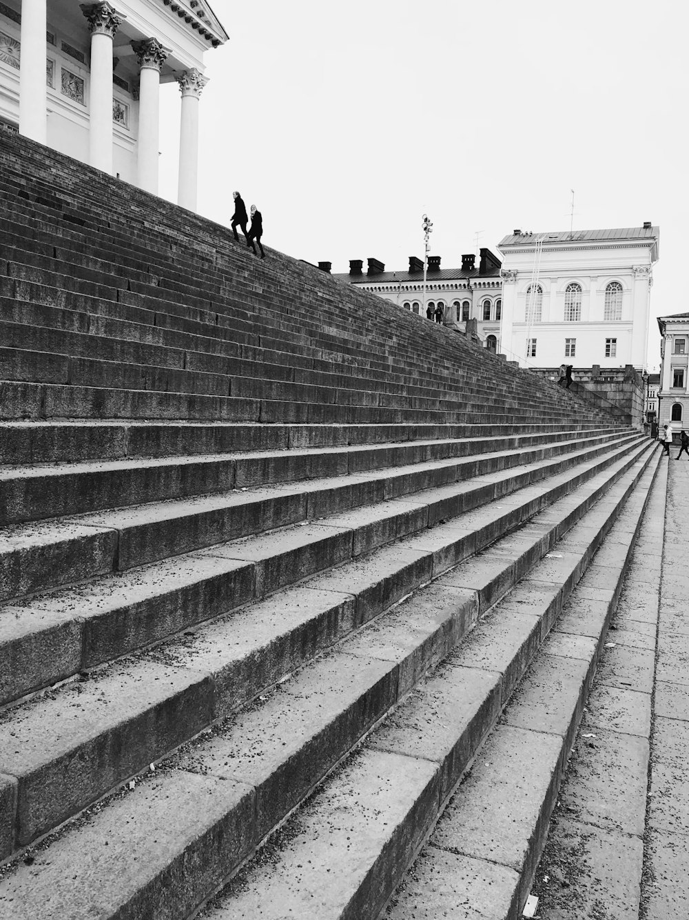 a black and white photo of some stairs