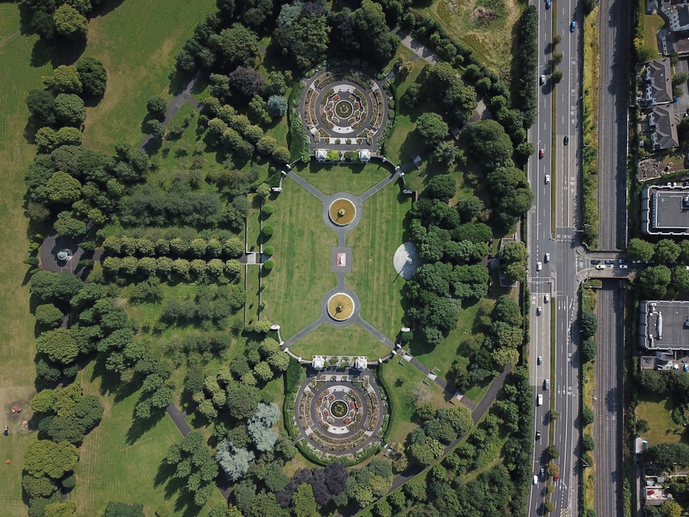 aerial photo of garden