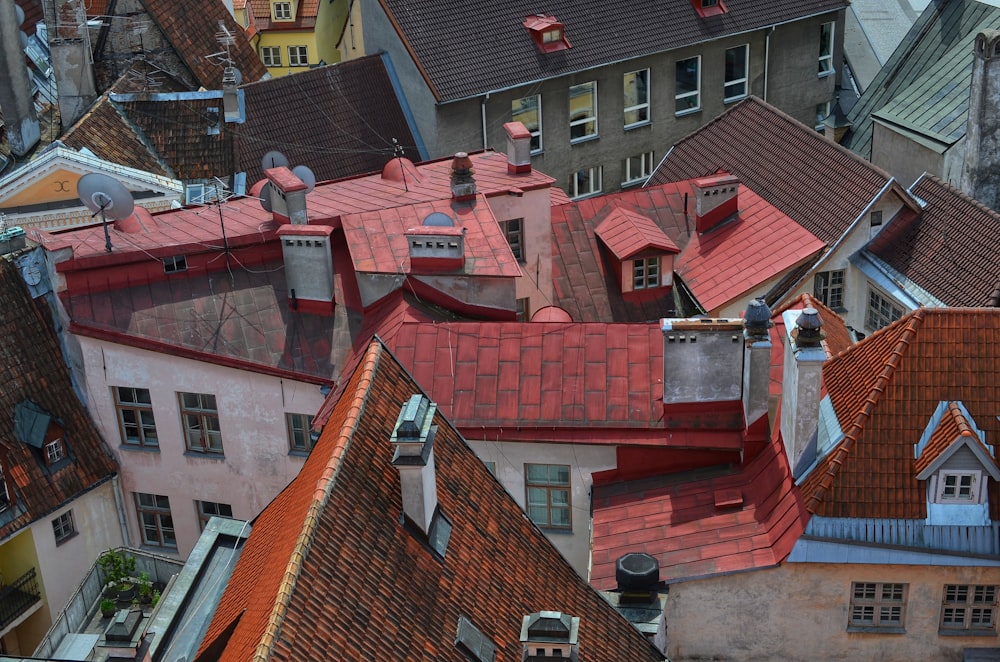 aerial photography of red-roofed concrete building during daytime