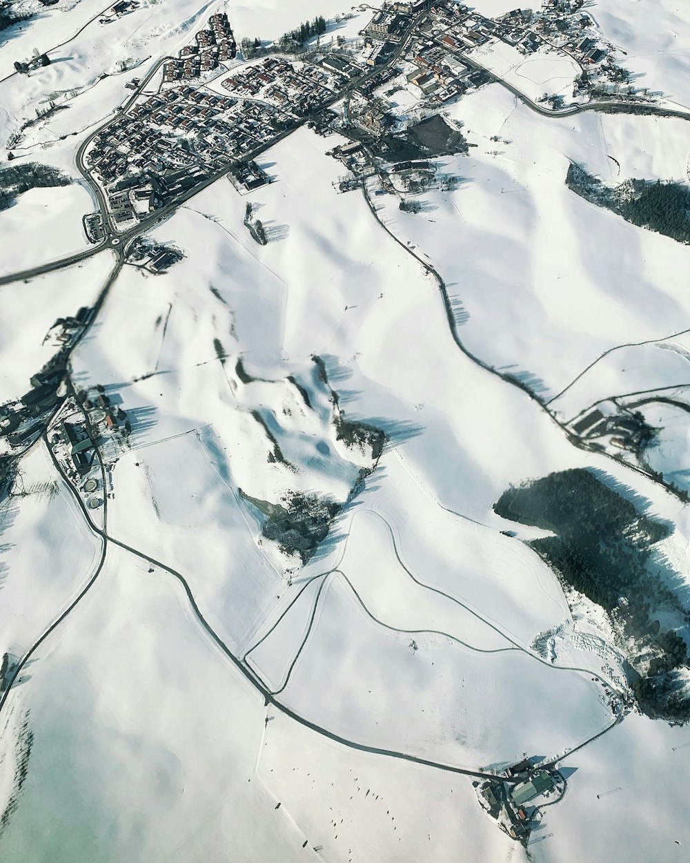 aerial photo of snowy field